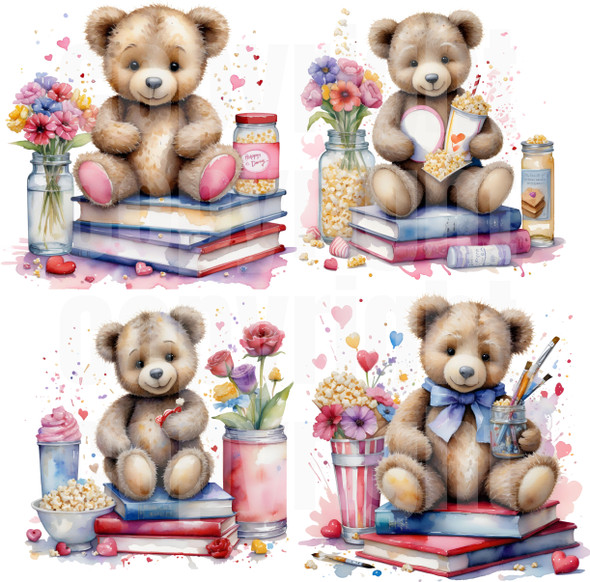 teddy x4 images - Valentines - PNG File - Sublimation - UV/DTF - Digital Download