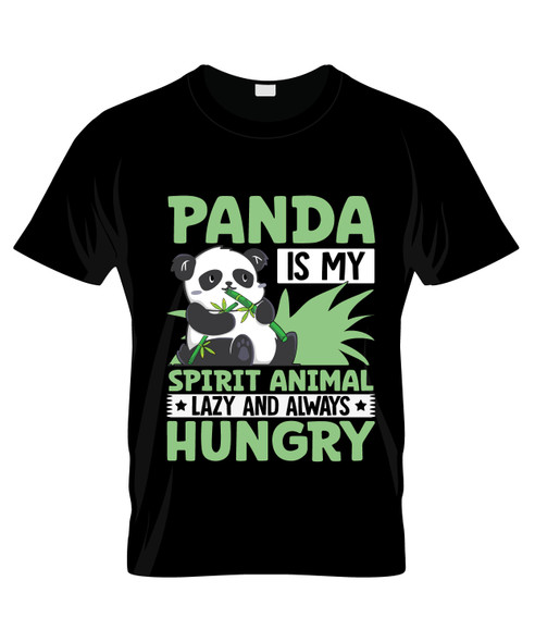 panda is my spirit animal lazy and always hungry black tshirt