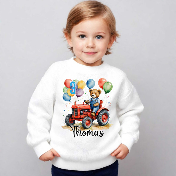 teddy tractor birthday personalised dtf print perfect for tshirts any colour ptr001