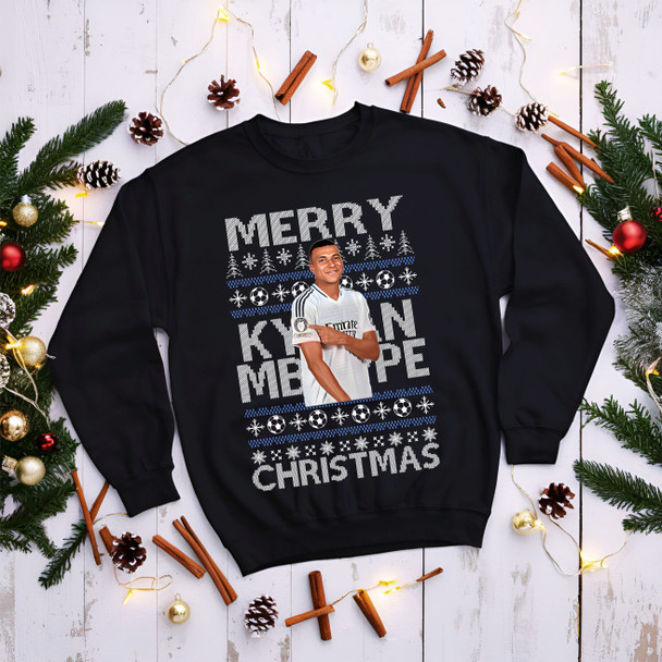 Madrid mbappe  christmas black  jumper kids adults