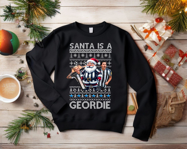 Santa is a geordie new  jumper black   kids adults