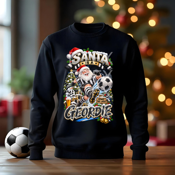 Santa is a geordie 12 new  jumper christmas black   kids adults