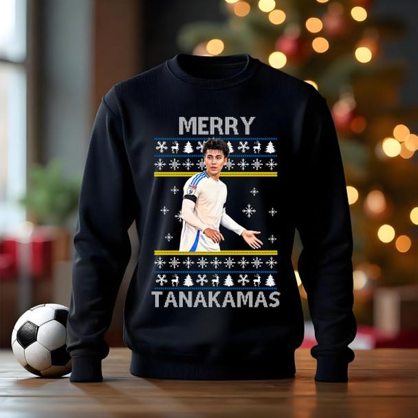 Leeds Ao tanaka christmas football jumper black sweatshirt kids adults