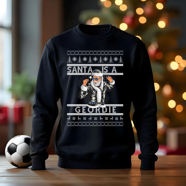 Newcastle santa is a dj 1  football  jumper black   kids adults