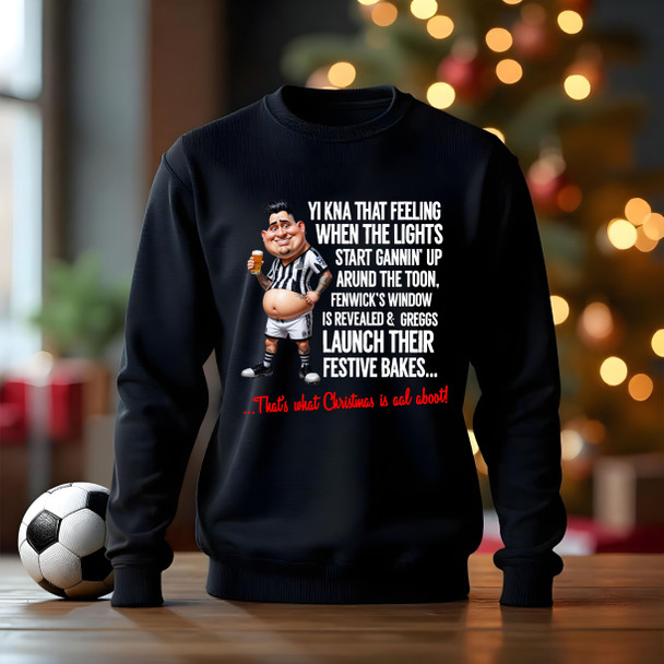 what its like to be a geordie at christmas funny football  jumper black   kids adults