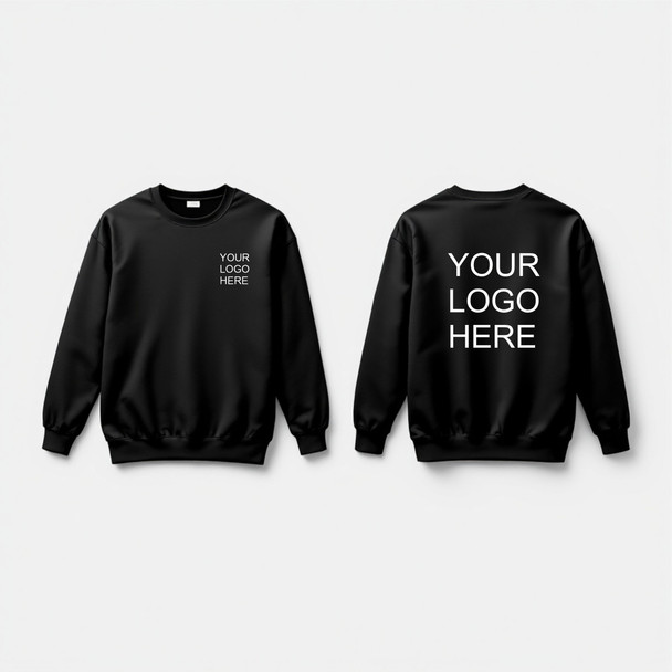 black workwear printed company sweatshirt front and back logo only