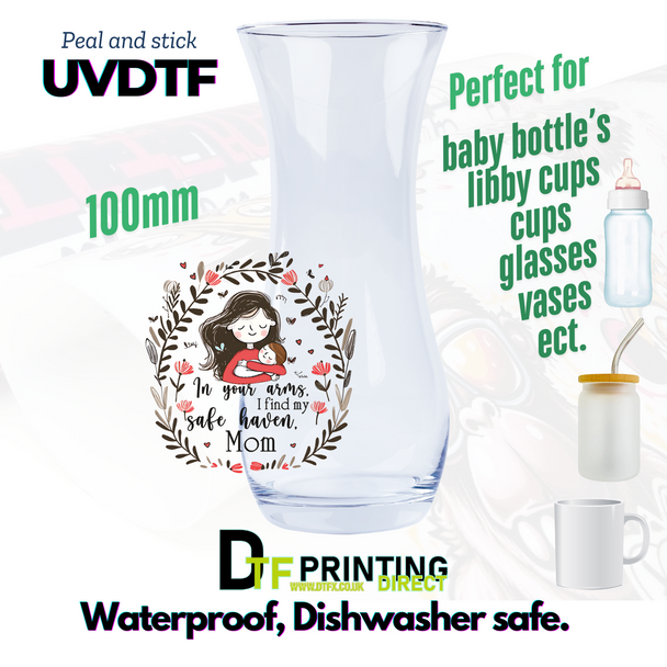 in your arms my safe haven mothers day vase mug cup libby  uvdtf sticker