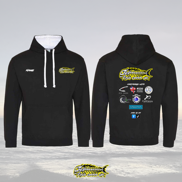 Fish onnn two tone hoodie (black and white) Fish onnn two tone hoodie (black and white)