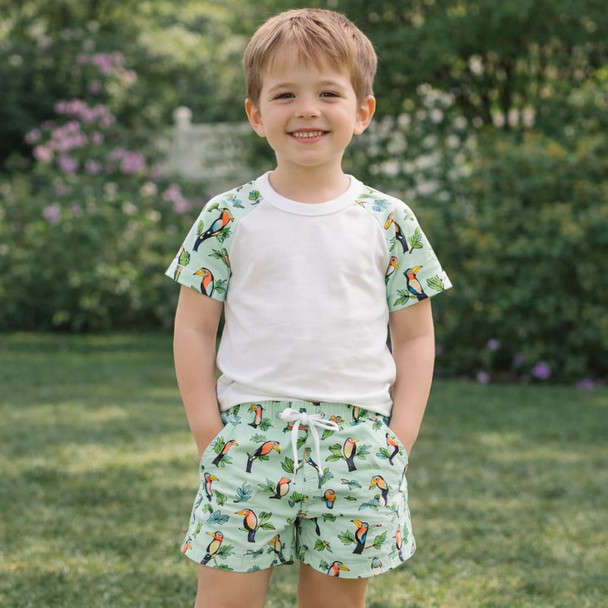 KWC Toucan summer short set  kids blank Print short sleeve lounge set