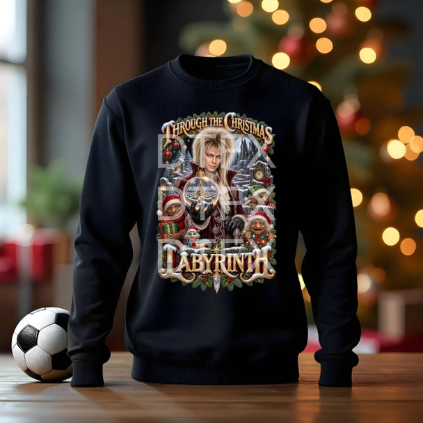 through the christmas labyrinth 80s reto christmas jumper