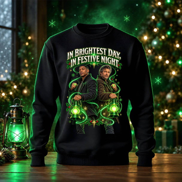 In Brightest Day, In Festive Night Christmas Jumper – Lanterns-Inspired Kids’ & Adult Black Sweatshirt