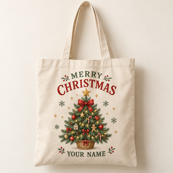 Personalised Christmas tree Cotton Tote Bag