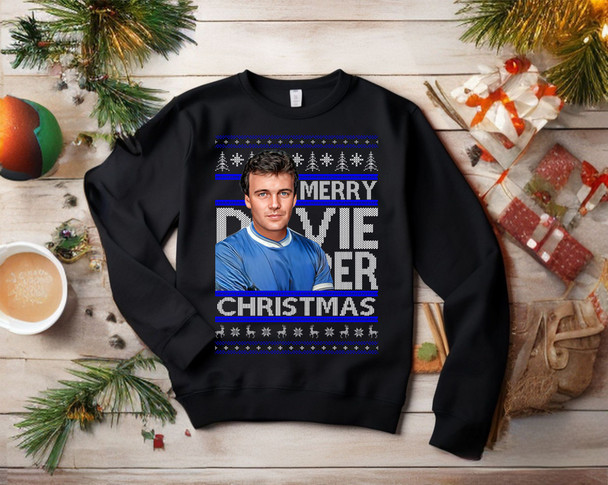 DAVIE COOPER RETRO rangers christmas jumper black  jumper kids adults DAVIE COOPER RETRO rangers christmas jumper black  jumper kids adults