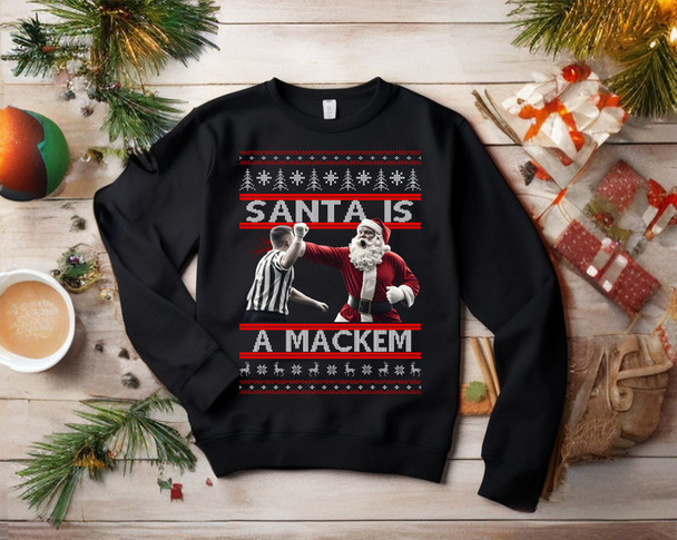 SANTA IS A MACKEM sunderland christmas jumper black  jumper kids adults