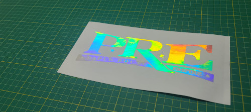 P.R.E. Logo ( 8 INCH RAINBOW CHROME)