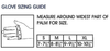 Sizing chart for goatskin gloves