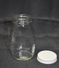 8 oz. glass honey bottle with white metal lid