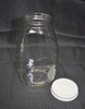 32 oz. glass honey bottle with white metal lid