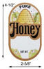 Large oval honey label with cute skep design. 