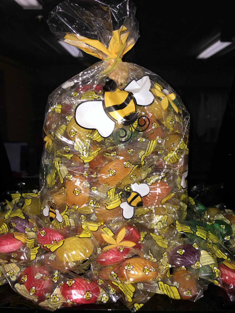 2 pound bag assorted fruit honey candy in cute cellophane bee bag