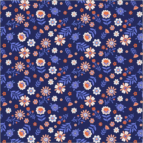 Folky Chicken Floral Indigo