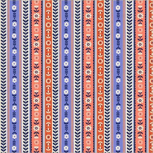Folky Chicken Ribbon Stripe Cobalt
