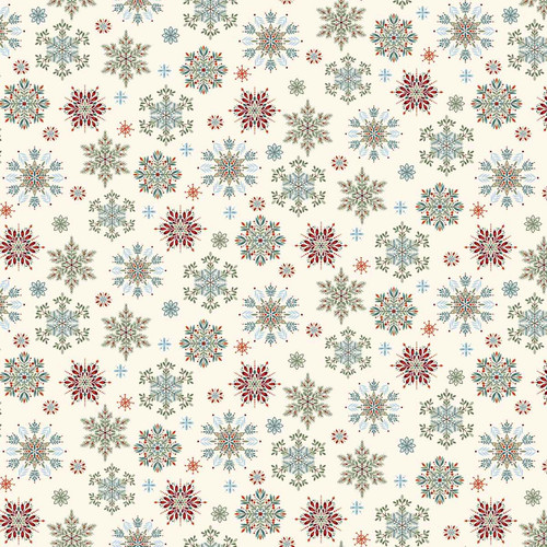 Nordic Holiday  Village Snowflakes Cream