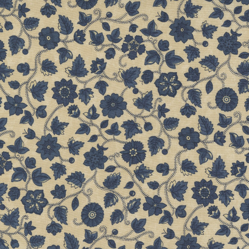 Freedom Road Floral Vines Tan Blue