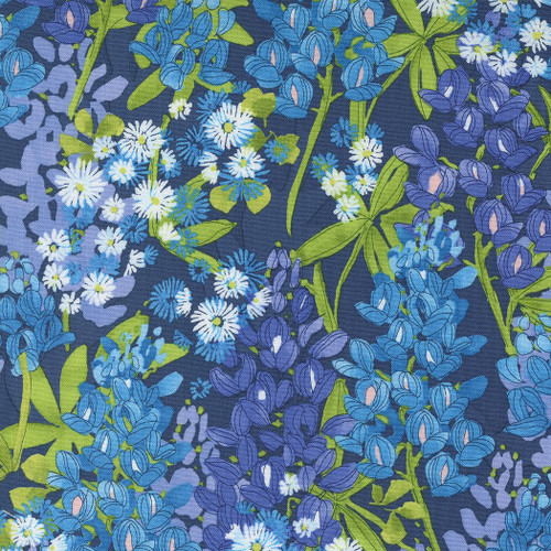 Wild Blossoms Bluebonnets Navy Blue Floral