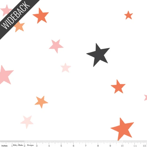 108" Wideback Hey Pumpkin Stars White