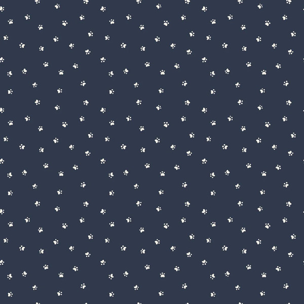 Kitten Fun Paw Prints Navy