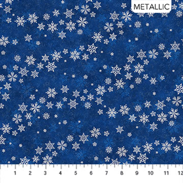 Shimmering Frost - Small Snowflake on Blue/ White Winter Holiday