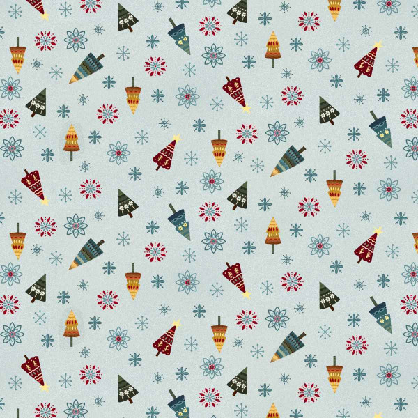 Nordic Holiday  Village Small Trees Ice Blue