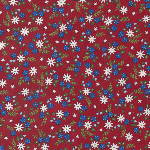 All American Patriotic Floral Red Blue White Holiday