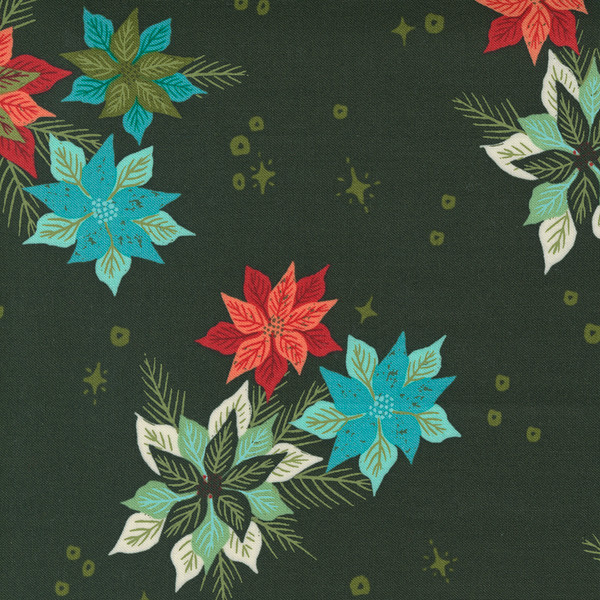 Cheer Merriment Poinsettia Hunter Green/ Red Holiday