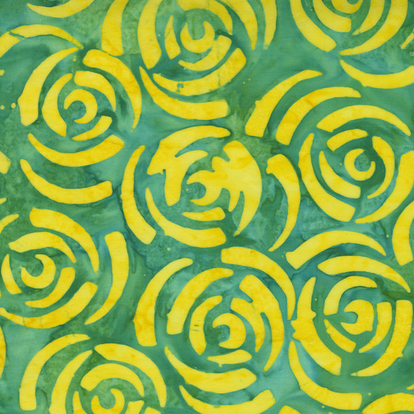 Bossa Nova Batiks Lime Petals- Green/ Yellow Flowers