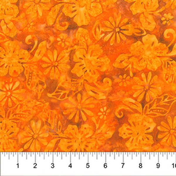 Batik Tuscan Terrace Floral Toss Pumpkin Orange