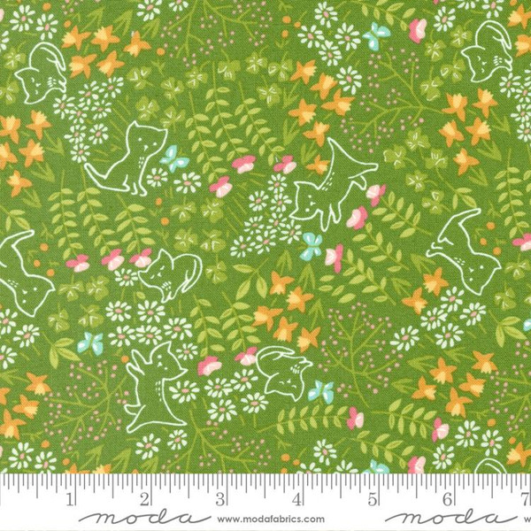 Here Kitty Kitty Green Floral