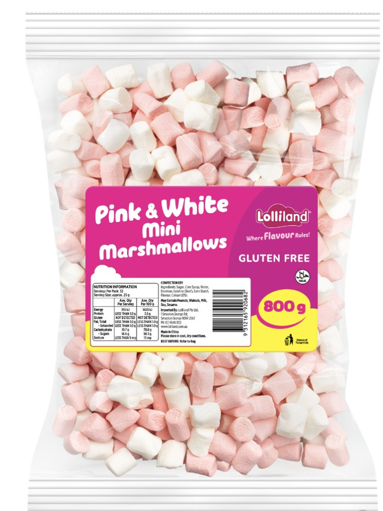 Marshmallow MINI pink white 800g | Confectionery World