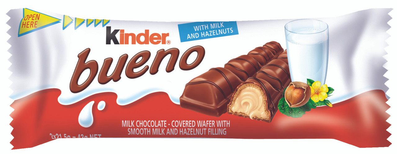 Kinder Bueno, Milk Chocolate and Hazelnut Cream Bars, Valentine's
