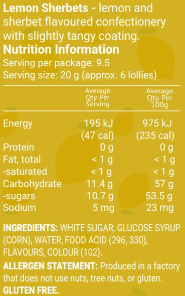 lemon sherbets info