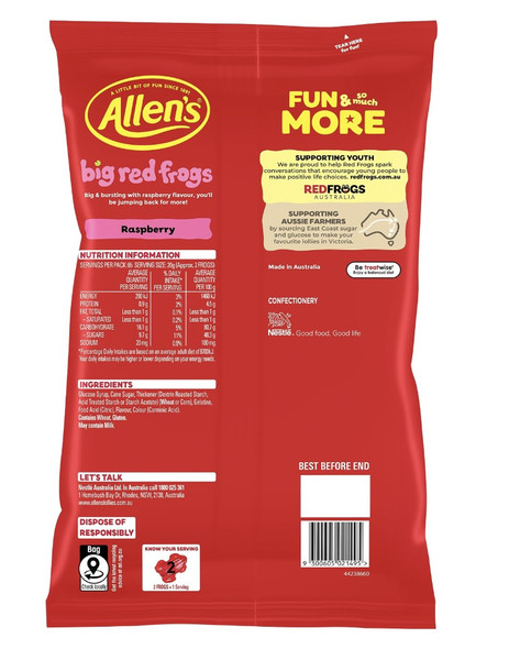 Allens Red Frogs ingredients