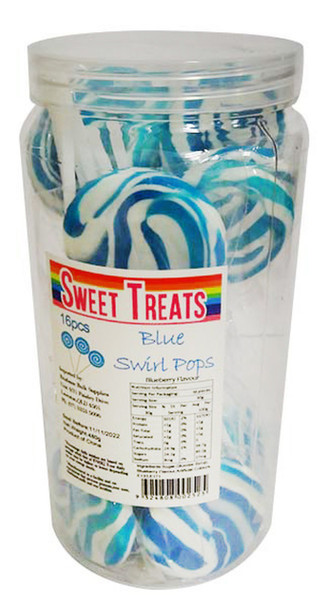 Blue  swirly pops swirl lollipops 16 pieces