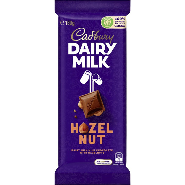 cadbury 180g block hazelnut