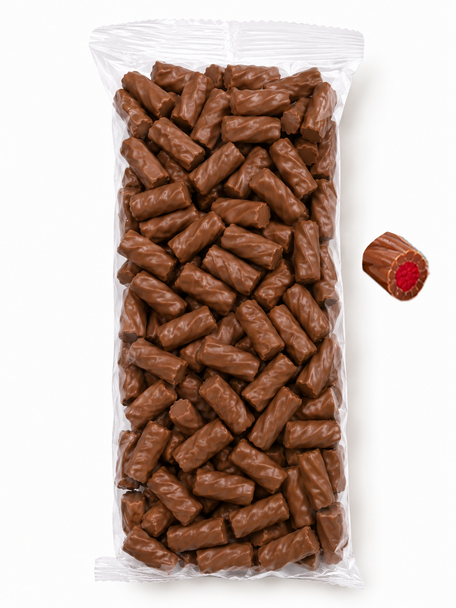 Milk choc raspberry licorice twists