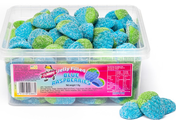 gummini jelly filled blue raspberries 1kg