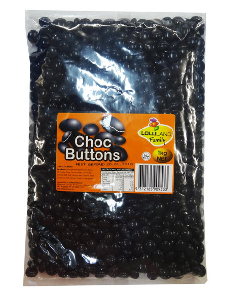 choc buttons black 1kg