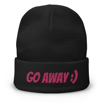 Go Away Beanie | Pink Embroidery