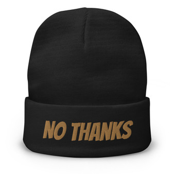 No Thanks Beanie | Light Brown Embroidery