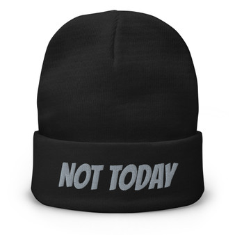 Not Today Beanie | Gray Embroidery